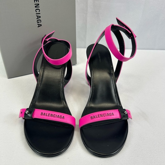 Balenciaga Pink Leather Ankle Strap Sandals - Picture 1 of 9